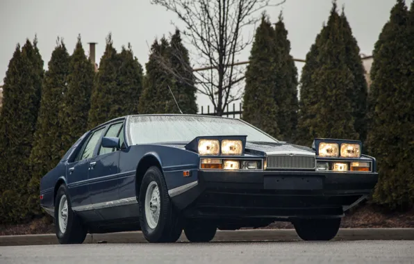 Blue, Sedan, Classic, After the rain, Aston Martin Lagonda
