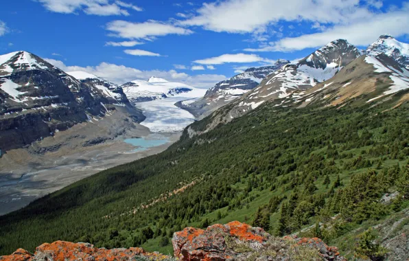The sky, clouds, mountains, glacier