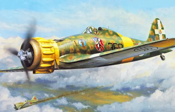 Picture italian airplane, aviation, ww2, Macchi MC.200 Saetta, painting, war, art