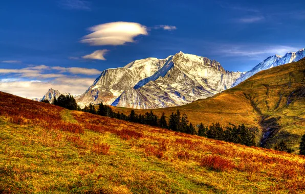 Autumn, the sky, clouds, landscape, mountains, nature