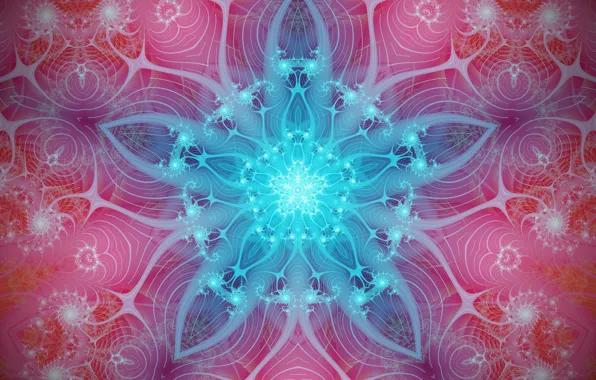 Abstraction, background, pink, blue, pattern, star, fractal, ornament