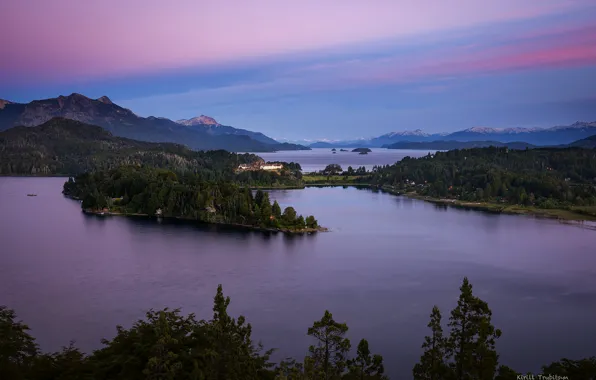 Picture mountains, the evening, lake, Argentina