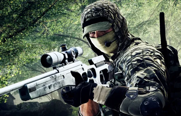 Picture weapons, background, soldiers, sniper, Battlefield 4