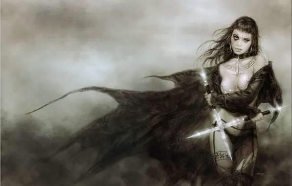 Grey, Girl, swords
