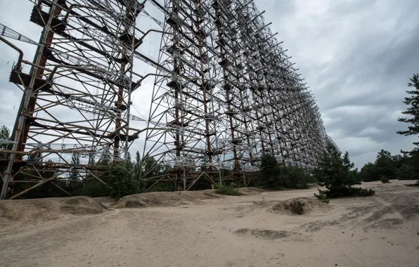 Picture the sky, trees, clouds, Chernobyl, architecture, Ukraine, radar, Arc