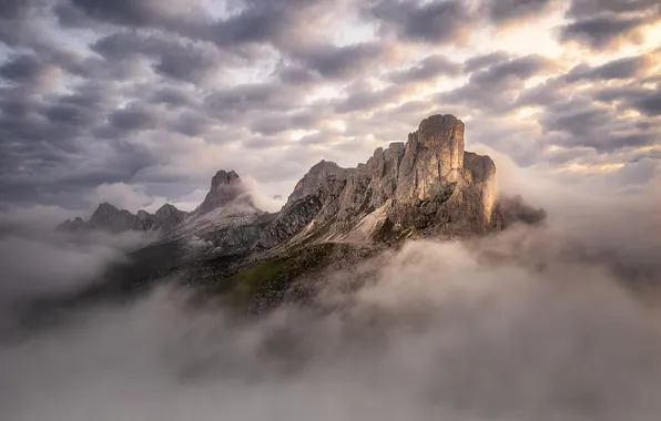 Clouds, beauty, mountain peaks, Georgy Bychkovsky, Pass of Giau