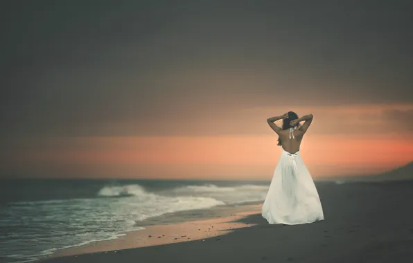 SEA, HORIZON, SAND, DRESS, SURF, WAVE, SHORE, MOOD
