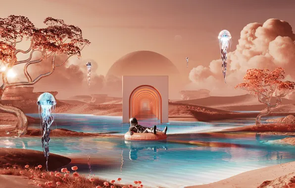 Picture Dreamlike, Relaxing, Astronaut, Vacation