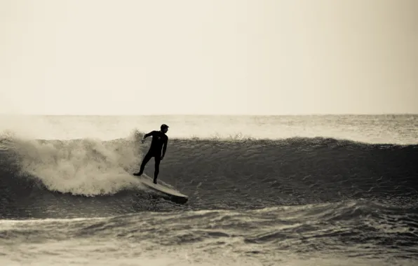 Sea, ocean, seascape, surfing, surf, wave, surfer, horizon