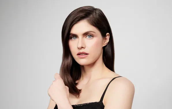 Look, girl, makeup, actress, brunette, blue-eyed, hair, Alexandra Daddario