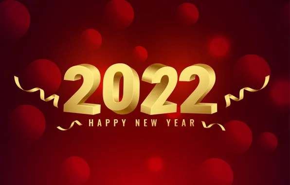 Gold, figures, New year, red, golden, new year, happy, red background