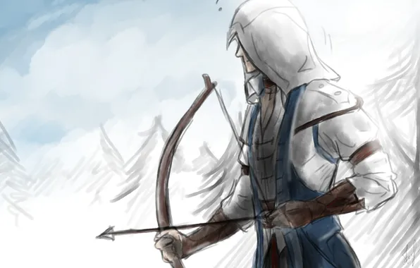 Picture bow, art, arrow, killer, art, assassin, the creed of the assassins, connor kanwey