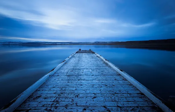 The sky, water, lake, surface, blue, calm, the bridge, Iceland