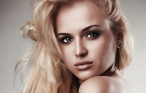 Eyes, look, face, background, model, makeup, shoulders, blonde. hair