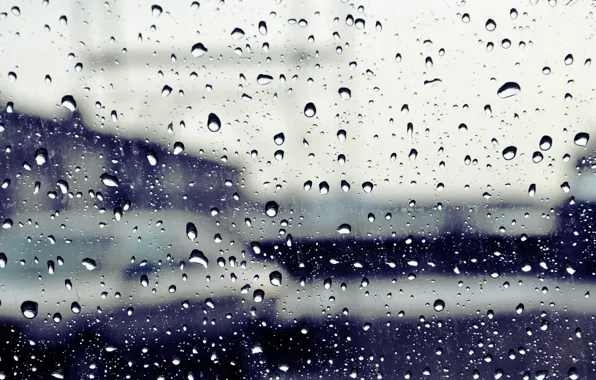 Glass, drops, the city, rain, street