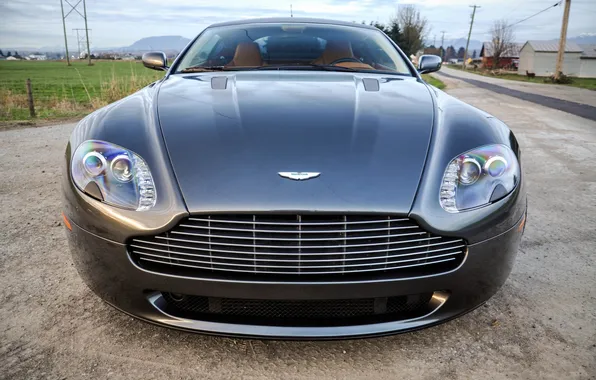 Grey, Aston Martin, the fence, grey, the front, Aston Martin, primer, Vantage B8