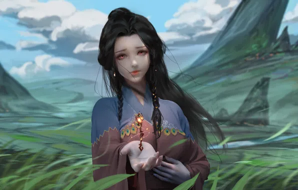 Girl, magic, key, fantasy