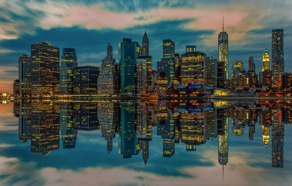Lights, reflection, home, USA, New York
