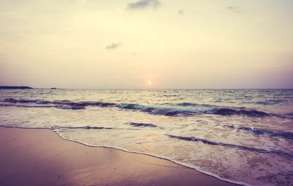 Sand, sea, beach, sunset, beach, sky, sea, sunset