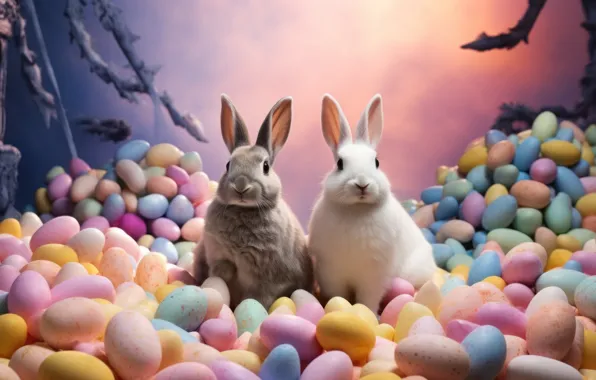 Look, holiday, hare, eggs, spring, rabbit, Easter, rabbits