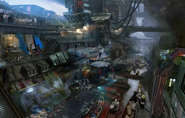 People, construction, boats, channel, Rememberme