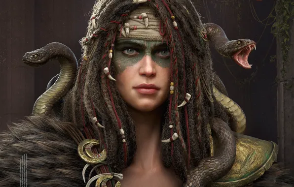 Look, Fangs, Dreadlocks, Medusa, The Gorgon Medusa, Snakes, Plarium, Sparta: War of Empires