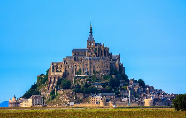 Picture the sky, castle, France, Normandy, Mont-Saint-Michel