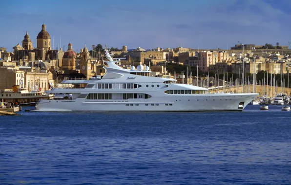 The sky, landscape, the city, home, yacht, pier, Malta