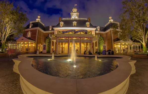 The city, Building, Fountain, Park, Disneyland