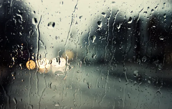Picture glass, drops, rain, blur