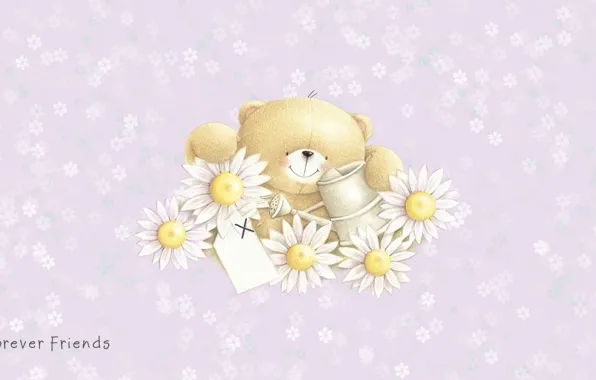 Picture summer, smile, mood, Daisy, art, bear, children's, Forever Friends Deckchair bear