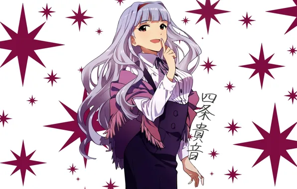 Girl, anime, dress, gesture, smile., Idolmaster, The Glass Shijo