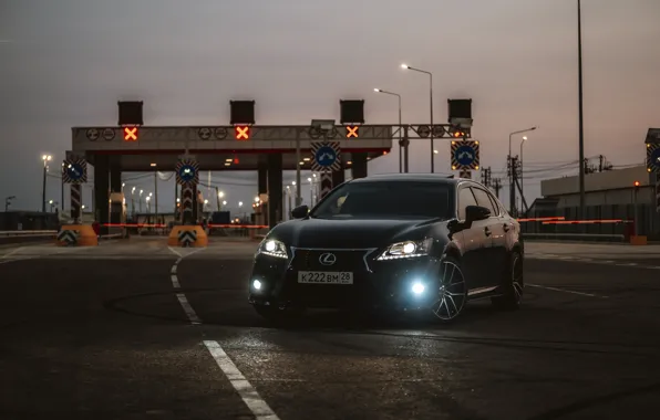 Road, machine, bridge, lexus, dark, Lexus, the barrier, gs350