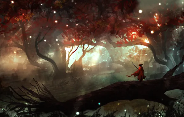 Forest, landscape, fiction, people, art, landscapes, digital art, TacoSauceNinja
