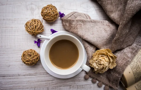 Flowers, balls, coffee, roses, drink, flowers, coffee