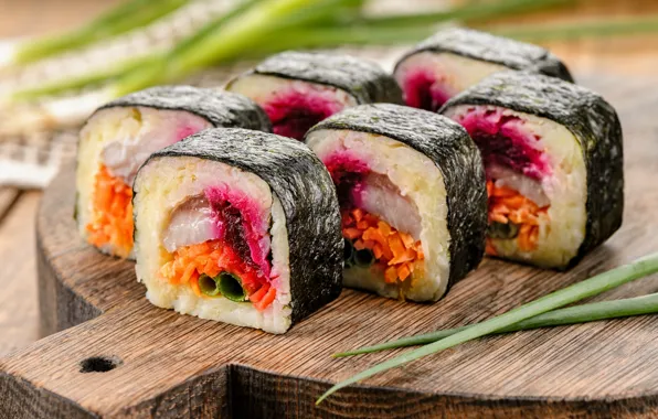 Figure, sushi, rolls, nori
