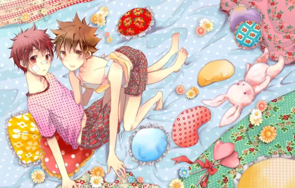 Pillow, anime, art, guys, Katekyo Hitman Reborn, Teacher mafia Reborn