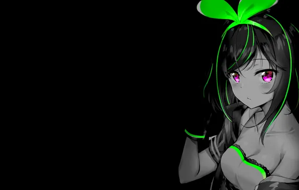 Look, girl, the dark background, anime, neckline, Bunny, anime, big Breasts