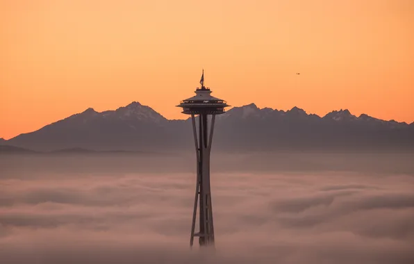 The sky, the city, tower, Seattle