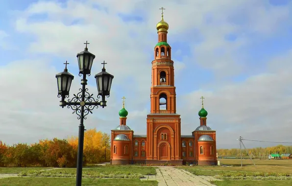 Autumn, Chapel, Church, lantern, Temple, OMSK, Achair monastery