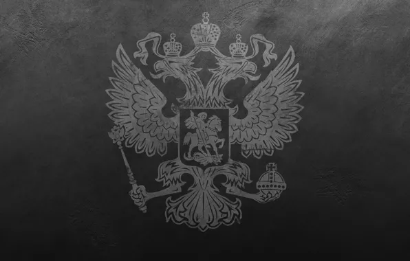Picture grey, wall, scratches, coat of arms, Russia, double-headed eagle, the coat of arms of Russia