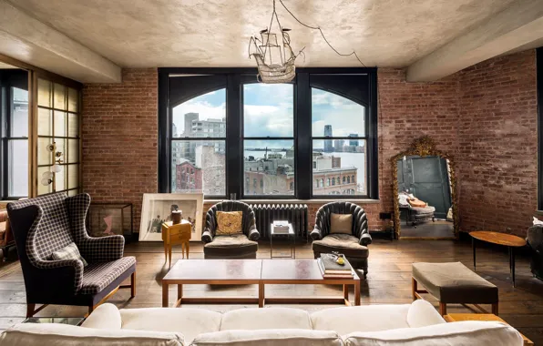 Style, interior, New York, Manhattan, living room, Penthouse Apartment