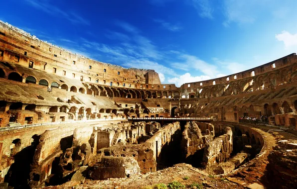 The sky, people, Rome, Colosseum, Italy, ruins, architecture, Italy