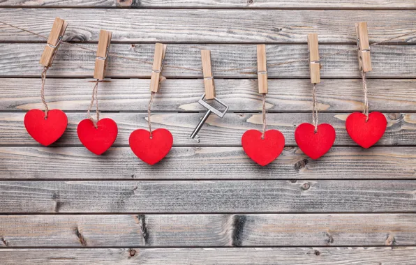 Love, romance, rope, key, hearts, love, heart, wood