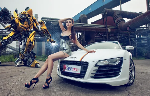 Girl, Audi R8, Bumblbee, Michael Bay, Transformer, Transformer, Chinese, Jin Mei Xin