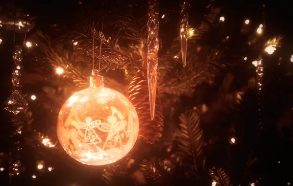 Light, decoration, balls, toy, tree, new year