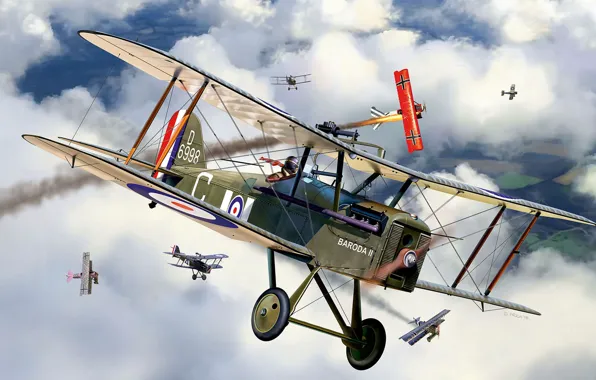 Fighter, Royal Aircraft Factory, Britsh S.E.5a, single biplane