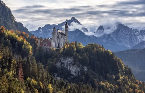 Picture Germany, autumn, Bavaria, Neuschwanstein Castle