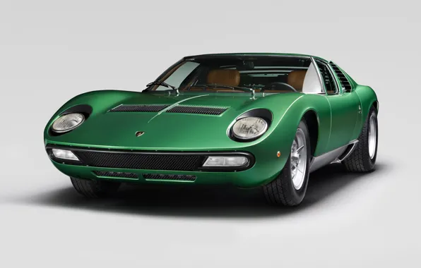 Auto, Lamborghini, Retro, Green, Machine, 1971, Lights, Car