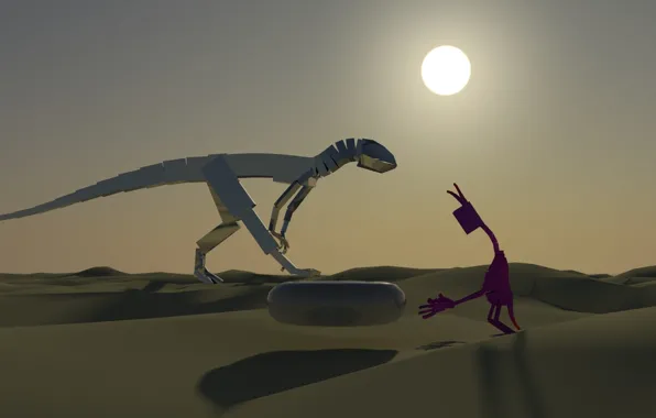 The sun, desert, dinosaur, the situation, mirror, Alien